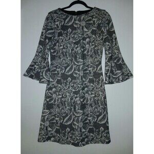 Tommy Hilfiger Women's Floral Knit Dress Stretch Size 2  Bell Sleeve FitFlare